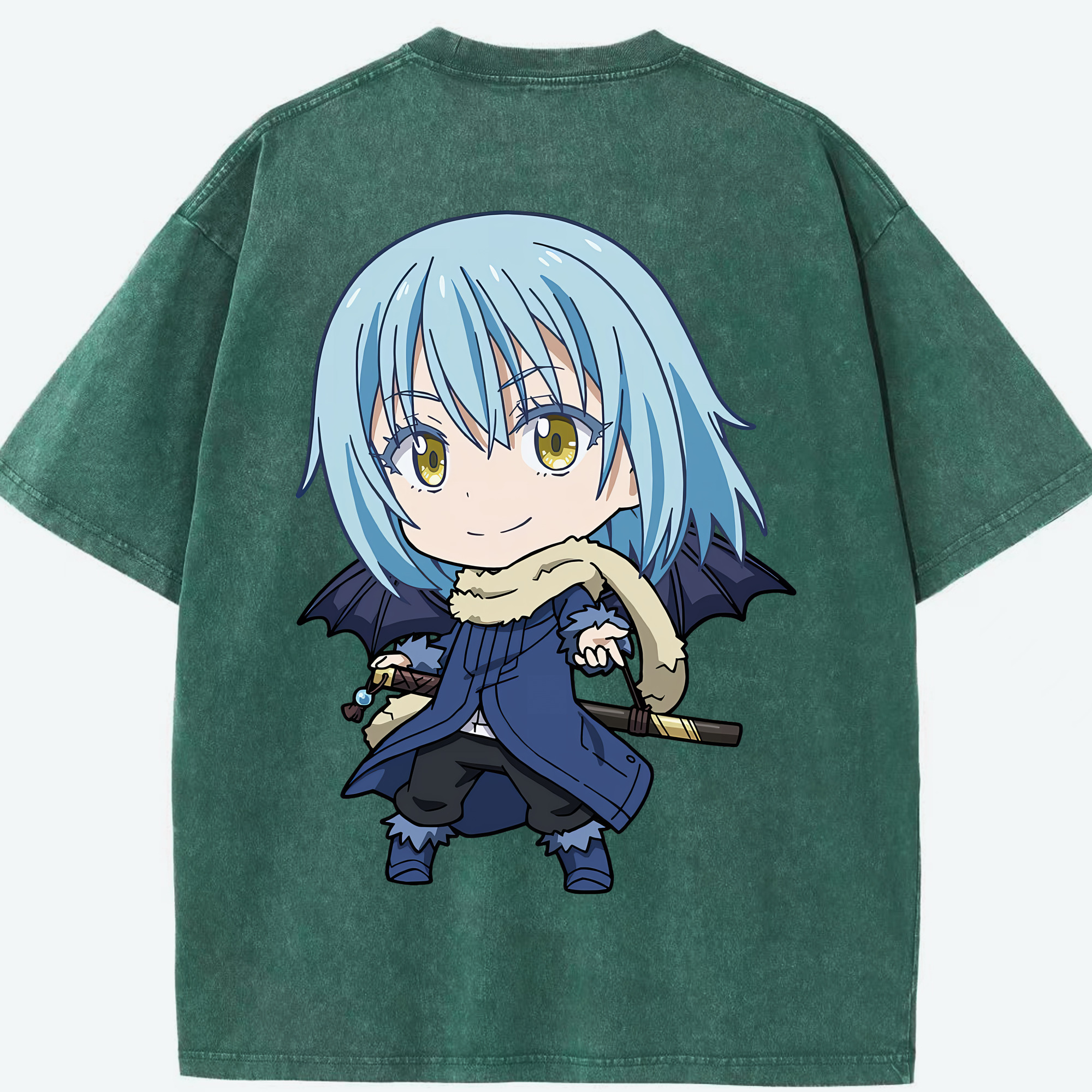 （画像用） 転スラ Regarding Reincarnated to Slime 綿100% ヴィンテージ風 半袖Tシャツ（背面プリント）